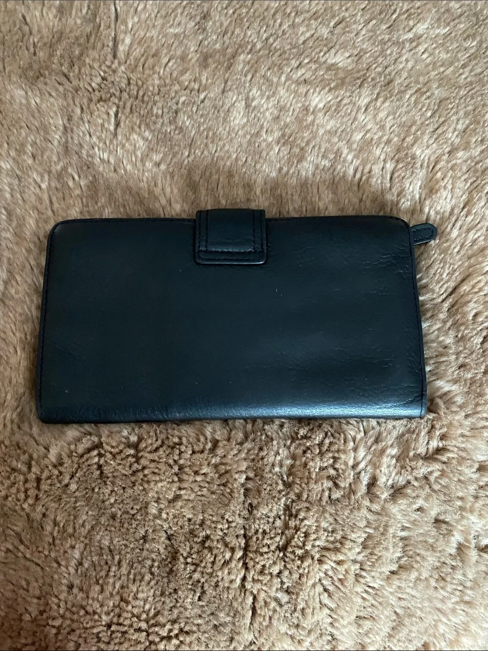 Michael Kors Black Leather Wallet with Silver-Tone Lock Detail